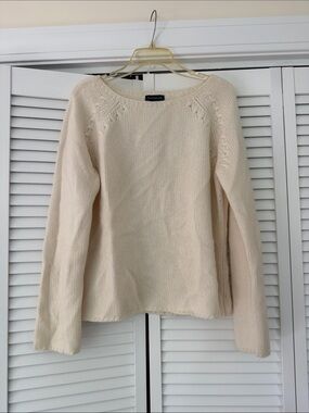 Ann Taylor Soft Cream Crewneck Knit Sweater